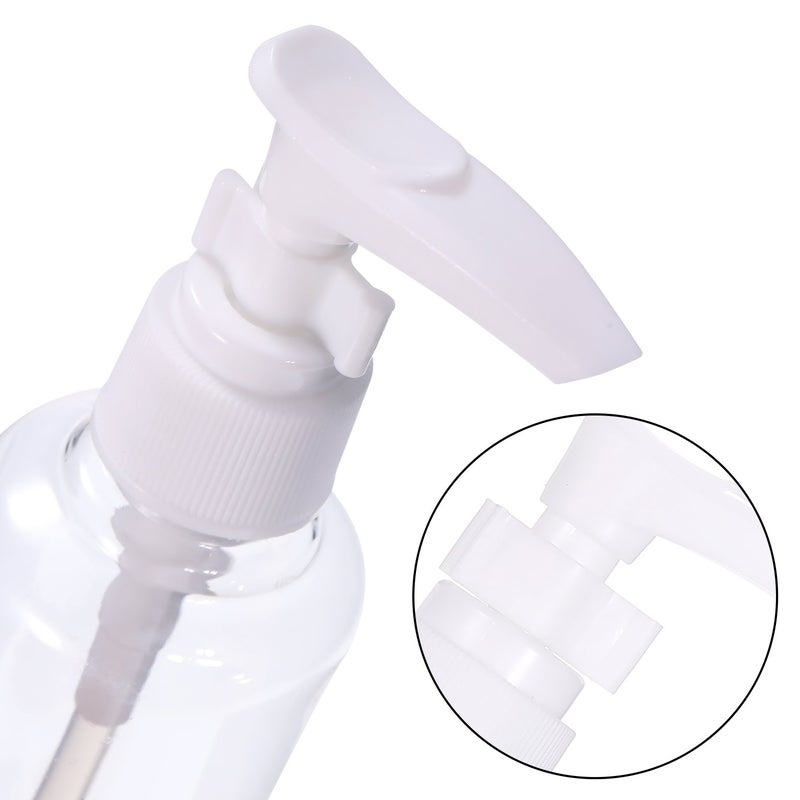 TecUnite 6 Pack Small Pump Bottles Clear Travel Bottle Plastic Empty Spray Dispenser Hand Lotion Sanitizer Refillable Accessories Set with Small Funnel for Flight, Airport, Holiday(100 ml,White) - Image 3